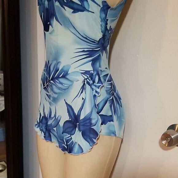 Vintage Jantzen Tropical Blue Retro Mod One-Piece Swim Bathing Suit - Picture 4 of 15